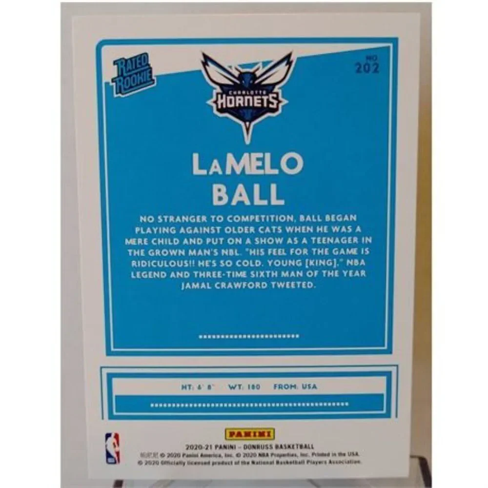 2020-21 LAMELO BALL RATED ROOKIE DONRUSS CARD - Picture 2 of 2